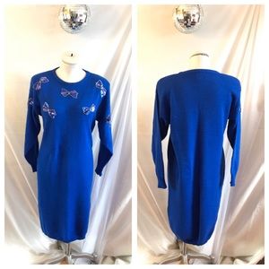 Vintage 80’s or 90’s Sweater Dress w/ Sequins Bows